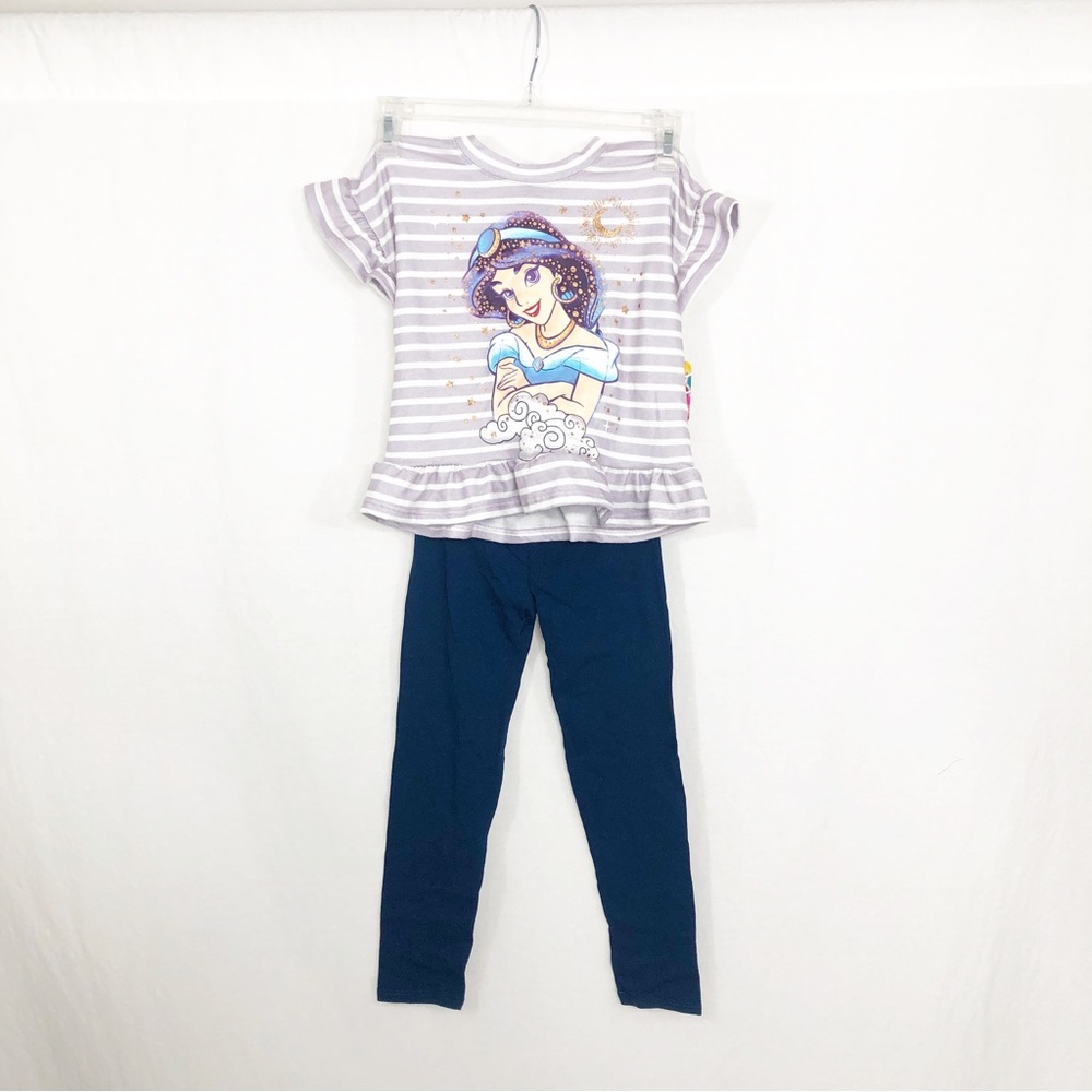 NEW Disney Princess Girls 2 Piece Jasmine and Stars Legging Set, Size 5, Purple